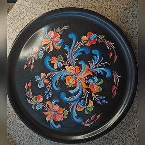 Tray Large Birch Oval Rosemal Black Scandinavian 13 " Diameter